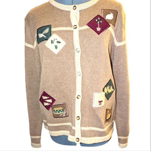 Christopher and Banks vintage bird nature embroidered knit cardigan sweater‎ - Picture 1 of 11